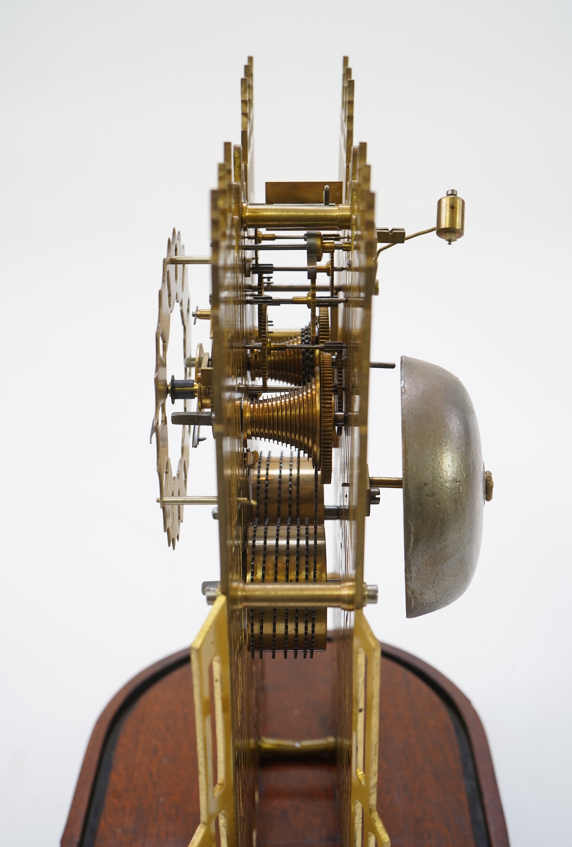 A mid 20th century brass skeleton ‘Cathedral’ clock